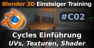 Blender 3D Einsteiger Training – C 02 – Cycles Einführung – Stuhl texturieren (Tutorial Deutsch)