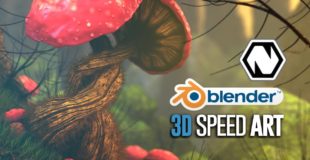 Blender + Natron | 3D Speed Art | The Mushroom Forest
