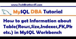 How to get Information about Table Rows,Size,Indexes,FK,Pk etc  in MySQL Workbench – MySQL Tutorial