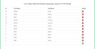 Live Table Add Edit Delete using Ajax Jquery in PHP Mysql