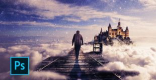 How to Make a Fantasy Photo Manipulation – Walking in the Clouds – Photoshop manipulation tutorials