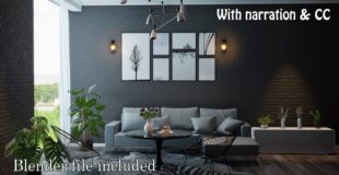 Blender 2.80 Tutorial : Eevee Interior #2 Black Living Room