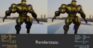 Tankchief muscle growth – Blender 2.8 Rendertest cycles vs eevee with stats