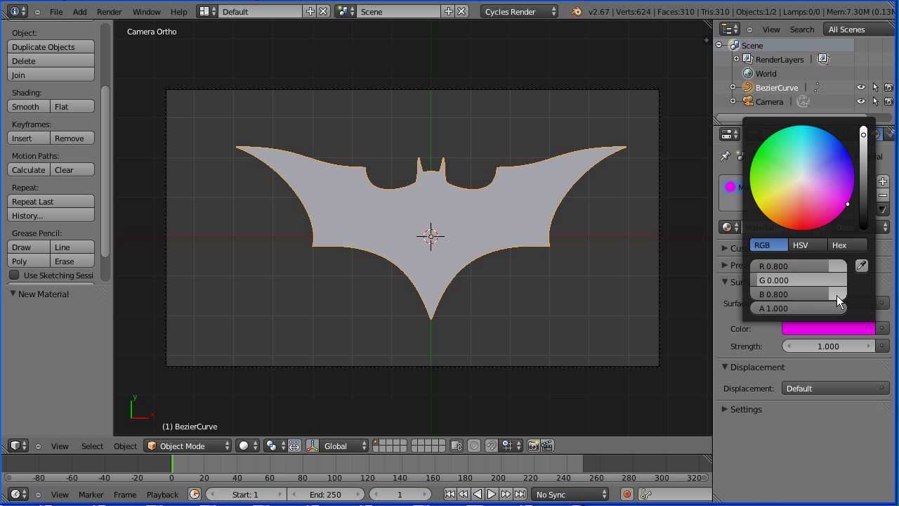Blender Tutorial Using Curves To Make A Batman Logo Bezier Curves For 2d And 3d Vector Shapes D4mations Com