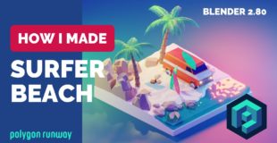 Surfer Beach in Blender 2.8 – Low Poly 3D Modeling Timelapse Tutorial